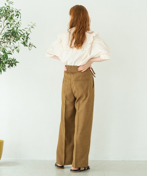 Crisp（クリスプ）の「ダブルベルトストレートパンツ（スラックス・レディース・ブラウン/イエロー・FREE）」の11枚目の写真