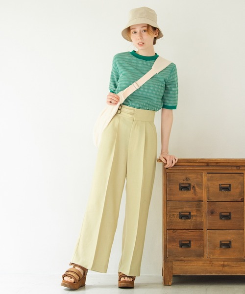 Crisp（クリスプ）の「ダブルベルトストレートパンツ（スラックス・レディース・ブラウン/イエロー・FREE）」の18枚目の写真