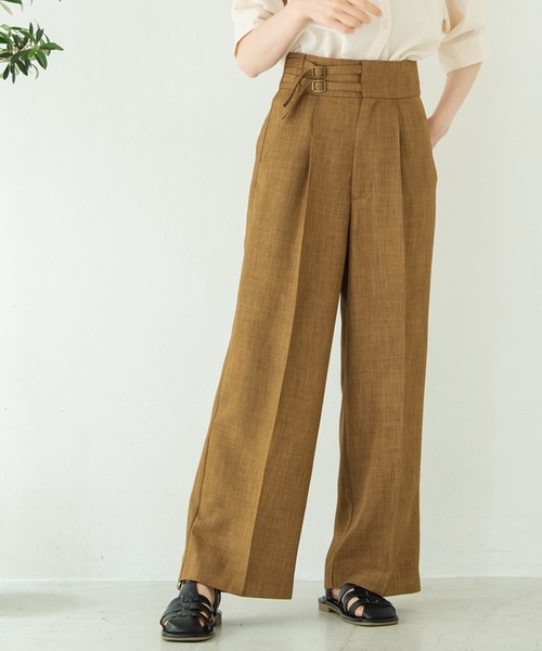 Crisp（クリスプ）の「ダブルベルトストレートパンツ（スラックス・レディース・ブラウン/イエロー・FREE）」の16枚目の写真