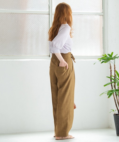 Crisp（クリスプ）の「ダブルベルトストレートパンツ（スラックス・レディース・ブラウン/イエロー・FREE）」の6枚目の写真