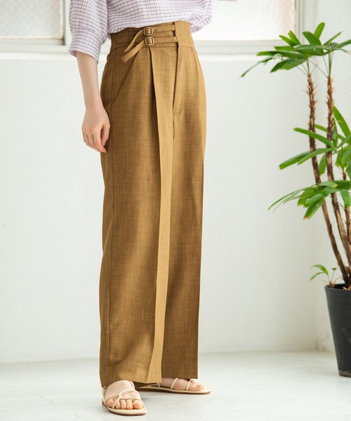 Crisp（クリスプ）の「ダブルベルトストレートパンツ（スラックス・レディース・ブラウン/イエロー・FREE）」の7枚目の写真