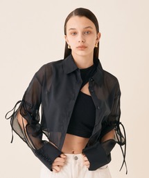 Solace | スリーブカットスリットシアーショート丈ボックスシャツ(シャツ/ブラウス)