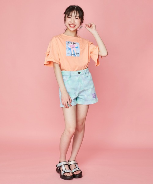 JENNI love(ジェニィラブ)の「袖スリットリボンTシャツ(Tシャツ/カットソー・キッズ・オフホワイト/ブラック/オレンジ・130cm/140cm/150cm/160cm)」の7枚目の写真