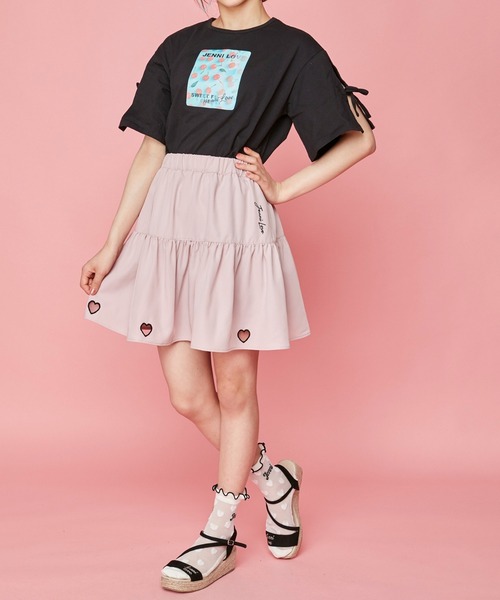 JENNI love(ジェニィラブ)の「袖スリットリボンTシャツ(Tシャツ/カットソー・キッズ・オフホワイト/ブラック/オレンジ・130cm/140cm/150cm/160cm)」の22枚目の写真