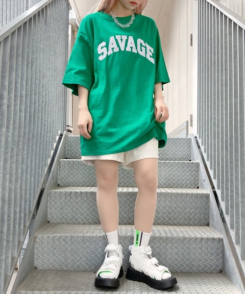 Figments（フィグメンツ）の「SAVAGE Tシャツ（Tシャツ/カットソー・レディース・ブラック/グリーン・FREE）」の5枚目の写真