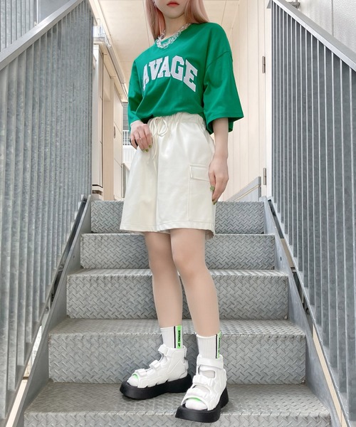 Figments（フィグメンツ）の「SAVAGE Tシャツ（Tシャツ/カットソー・レディース・ブラック/グリーン・FREE）」の7枚目の写真