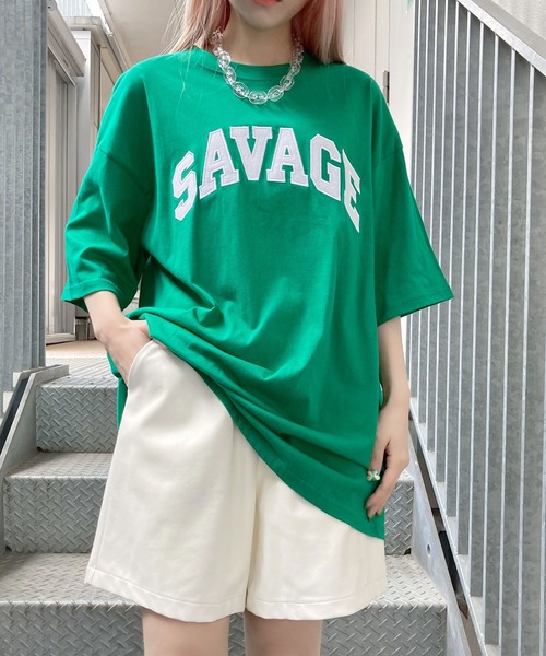 Figments（フィグメンツ）の「SAVAGE Tシャツ（Tシャツ/カットソー・レディース・ブラック/グリーン・FREE）」の11枚目の写真