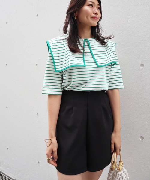 Brownie（ブラウニー）の「Brownie ハイウエストフロントタックショートパンツ（その他パンツ・レディース・ブラック/ブラウン/グレー/ライトベージュ・FREE）」の6枚目の写真