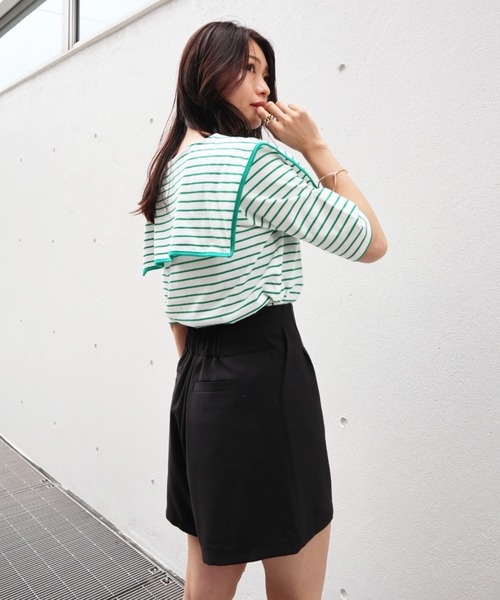 Brownie（ブラウニー）の「Brownie ハイウエストフロントタックショートパンツ（その他パンツ・レディース・ブラック/ブラウン/グレー/ライトベージュ・FREE）」の12枚目の写真