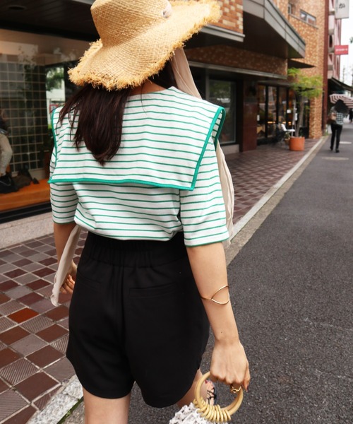 Brownie（ブラウニー）の「Brownie ハイウエストフロントタックショートパンツ（その他パンツ・レディース・ブラック/ブラウン/グレー/ライトベージュ・FREE）」の14枚目の写真