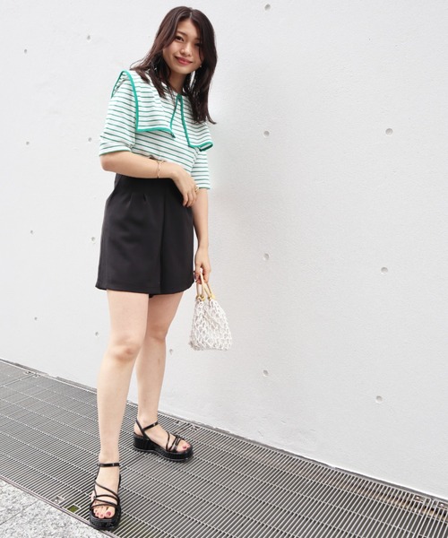 Brownie（ブラウニー）の「Brownie ハイウエストフロントタックショートパンツ（その他パンツ・レディース・ブラック/ブラウン/グレー/ライトベージュ・FREE）」の15枚目の写真