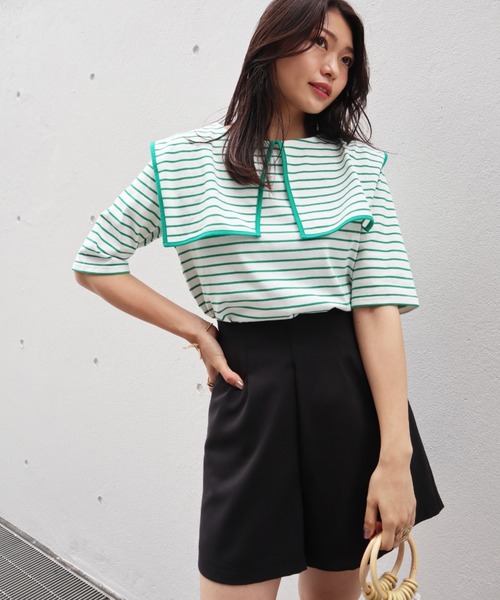 Brownie（ブラウニー）の「Brownie ハイウエストフロントタックショートパンツ（その他パンツ・レディース・ブラック/ブラウン/グレー/ライトベージュ・FREE）」の8枚目の写真