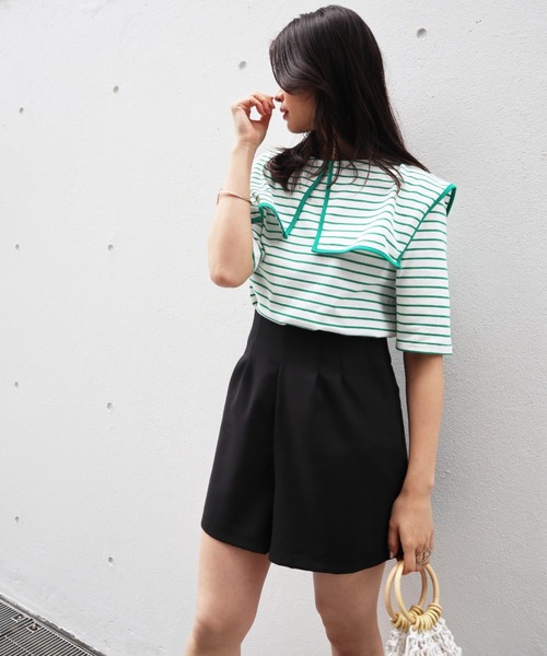 Brownie（ブラウニー）の「Brownie ハイウエストフロントタックショートパンツ（その他パンツ・レディース・ブラック/ブラウン/グレー/ライトベージュ・FREE）」の11枚目の写真