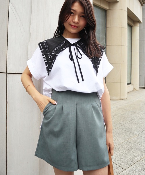 Brownie（ブラウニー）の「Brownie ハイウエストフロントタックショートパンツ（その他パンツ・レディース・ブラック/ブラウン/グレー/ライトベージュ・FREE）」の21枚目の写真