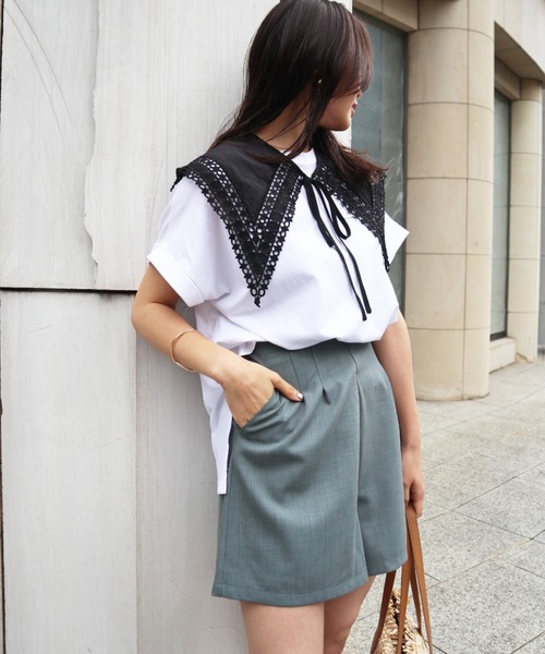 Brownie（ブラウニー）の「Brownie ハイウエストフロントタックショートパンツ（その他パンツ・レディース・ブラック/ブラウン/グレー/ライトベージュ・FREE）」の22枚目の写真