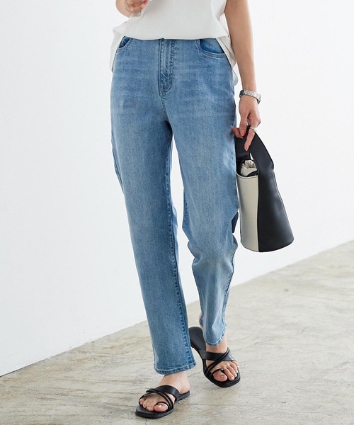 KOBE LETTUCE（コウベレタス）の「24時間快適！こっそりウエストゴムデニムパンツ（デニムパンツ・レディース・ライトブルー/ブラック/ブルー・L/M/S）」の12枚目の写真