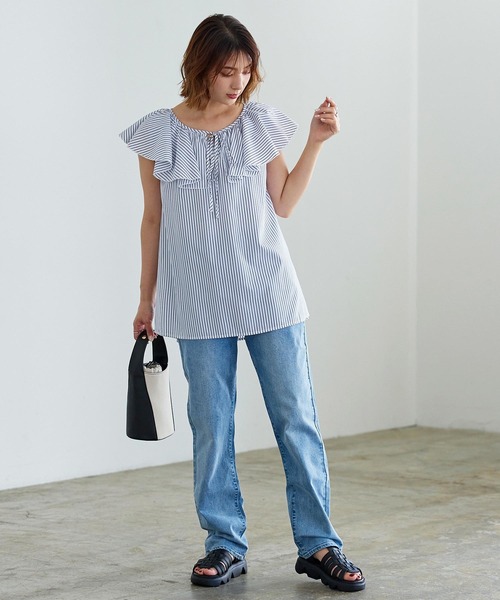 KOBE LETTUCE（コウベレタス）の「24時間快適！こっそりウエストゴムデニムパンツ（デニムパンツ・レディース・ライトブルー/ブラック/ブルー・L/M/S）」の15枚目の写真