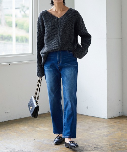 KOBE LETTUCE（コウベレタス）の「24時間快適！こっそりウエストゴムデニムパンツ（デニムパンツ・レディース・ライトブルー/ブラック/ブルー・L/M/S）」の7枚目の写真