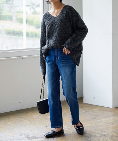 KOBE LETTUCE（コウベレタス）の「24時間快適！こっそりウエストゴムデニムパンツ（デニムパンツ・レディース・ライトブルー/ブラック/ブルー・L/M/S）」の8枚目の写真