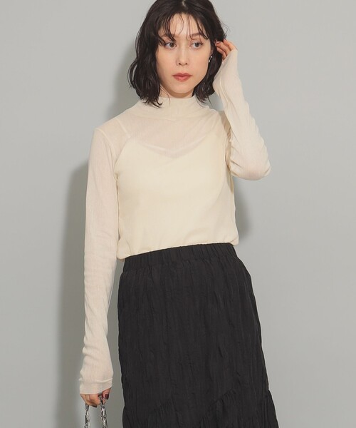 Ray BEAMS（レイビームス）の「チュール ハイネック ロングスリーブ カットソー（Tシャツ/カットソー・レディース・ブラック/ホワイト系その他6/レッド系その他・ONE SIZE）」の7枚目の写真