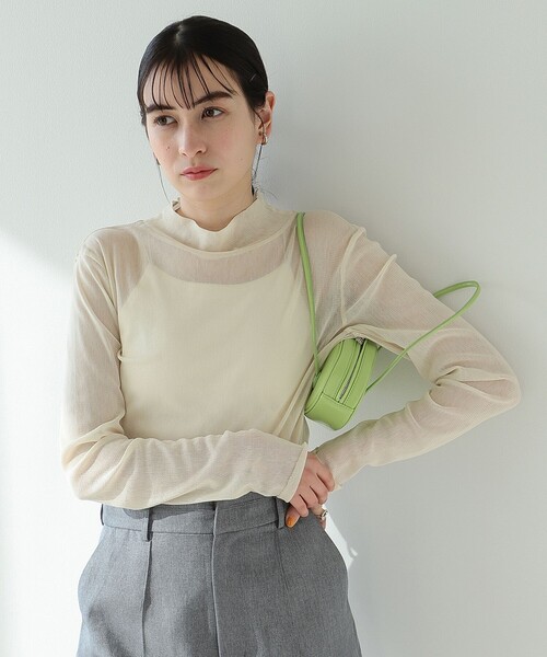 Ray BEAMS（レイビームス）の「チュール ハイネック ロングスリーブ カットソー（Tシャツ/カットソー・レディース・ブラック/ホワイト系その他6/レッド系その他・ONE SIZE）」の12枚目の写真