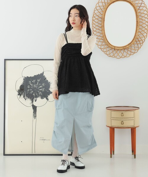 Ray BEAMS（レイビームス）の「チュール ハイネック ロングスリーブ カットソー（Tシャツ/カットソー・レディース・ブラック/ホワイト系その他6/レッド系その他・ONE SIZE）」の16枚目の写真