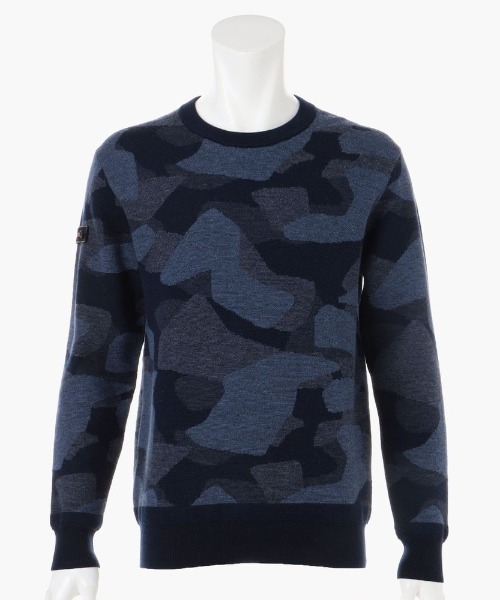 【セール】【ブリーフィングゴルフ】MENS CAMO JQ CREW NECK KNIT/メンズカモJQクルーネックニット（ニット/セーター