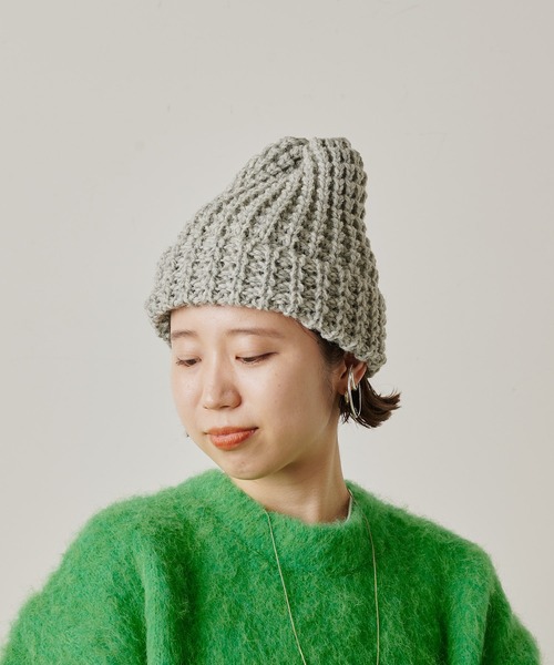 Omekashi(オメカシ)の「HIGHLAND2000 TUCK STITCH KNITCAP(ニットキャップ/ビーニー・レディース・オフホワイト/ブラック/ライトグレー・FREE)」の12枚目の写真