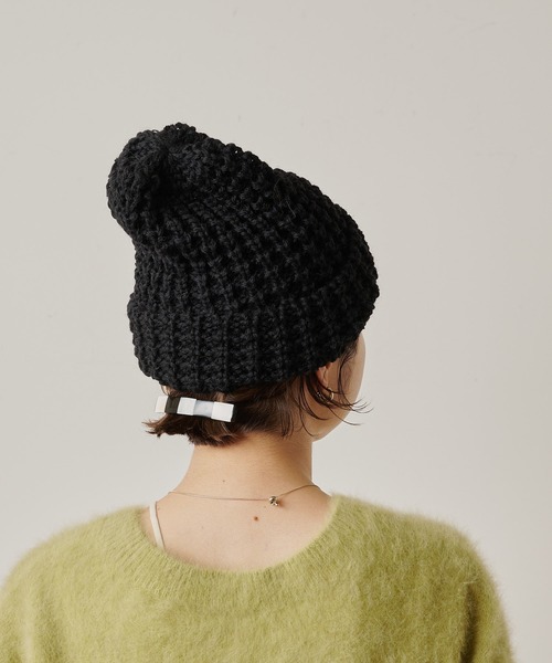Omekashi(オメカシ)の「HIGHLAND2000 TUCK STITCH KNITCAP(ニットキャップ/ビーニー・レディース・オフホワイト/ブラック/ライトグレー・FREE)」の10枚目の写真