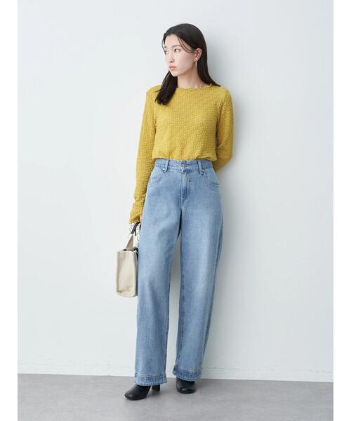 earth music&ecology（アースミュージックアンドエコロジー）の「フラワーレースシャーリングプルオーバー（Tシャツ/カットソー・レディース・ブラック/オフホワイト/サックスブルー/イエロー/ラベンダー・S/M）」の8枚目の写真