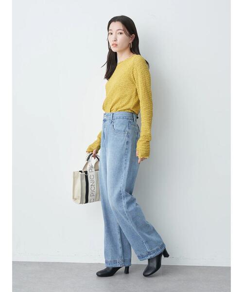 earth music&ecology（アースミュージックアンドエコロジー）の「フラワーレースシャーリングプルオーバー（Tシャツ/カットソー・レディース・ブラック/オフホワイト/サックスブルー/イエロー/ラベンダー・S/M）」の9枚目の写真