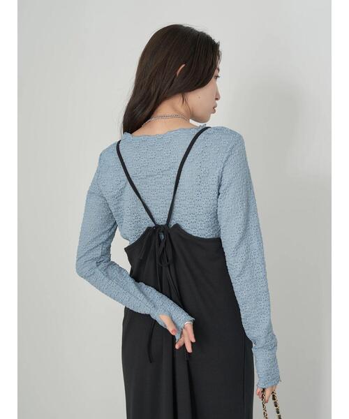 earth music&ecology（アースミュージックアンドエコロジー）の「フラワーレースシャーリングプルオーバー（Tシャツ/カットソー・レディース・ブラック/オフホワイト/サックスブルー/イエロー/ラベンダー・S/M）」の12枚目の写真