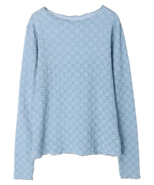 earth music&ecology（アースミュージックアンドエコロジー）の「フラワーレースシャーリングプルオーバー（Tシャツ/カットソー・レディース・ブラック/オフホワイト/サックスブルー/イエロー/ラベンダー・S/M）」の15枚目の写真