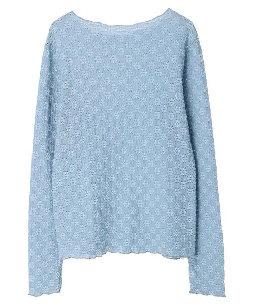 earth music&ecology（アースミュージックアンドエコロジー）の「フラワーレースシャーリングプルオーバー（Tシャツ/カットソー・レディース・ブラック/オフホワイト/サックスブルー/イエロー/ラベンダー・S/M）」の16枚目の写真