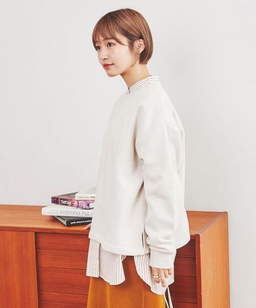 coen（コーエン）の「【WEB限定】ふっくら素材であたたかい。CVC裏起毛クルーネックスウェット（スウェット・レディース・オフホワイト/ブラック/ライム/モカ/ネイビー・FREE）」の6枚目の写真