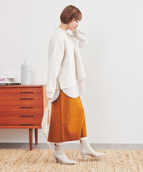 coen（コーエン）の「【WEB限定】ふっくら素材であたたかい。CVC裏起毛クルーネックスウェット（スウェット・レディース・オフホワイト/ブラック/ライム/モカ/ネイビー・FREE）」の8枚目の写真