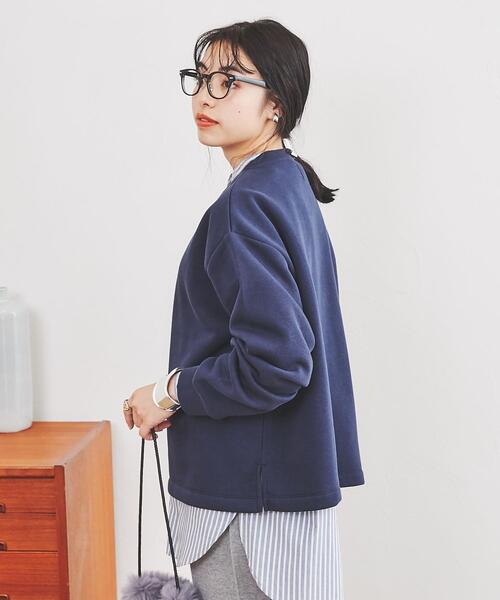 coen（コーエン）の「【WEB限定】ふっくら素材であたたかい。CVC裏起毛クルーネックスウェット（スウェット・レディース・オフホワイト/ブラック/ライム/モカ/ネイビー・FREE）」の10枚目の写真