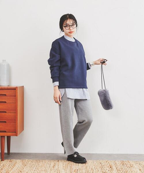 coen（コーエン）の「【WEB限定】ふっくら素材であたたかい。CVC裏起毛クルーネックスウェット（スウェット・レディース・オフホワイト/ブラック/ライム/モカ/ネイビー・FREE）」の11枚目の写真