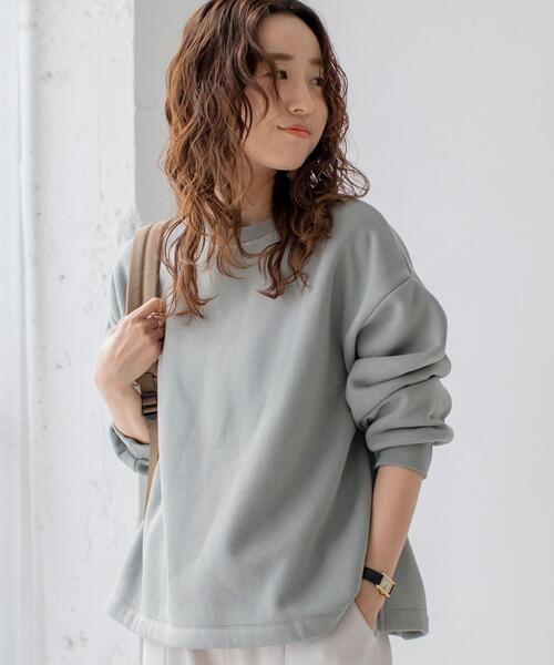 coen（コーエン）の「【WEB限定】ふっくら素材であたたかい。CVC裏起毛クルーネックスウェット（スウェット・レディース・オフホワイト/ブラック/ライム/モカ/ネイビー・FREE）」の12枚目の写真