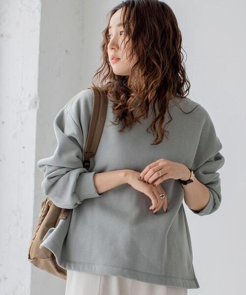 coen（コーエン）の「【WEB限定】ふっくら素材であたたかい。CVC裏起毛クルーネックスウェット（スウェット・レディース・オフホワイト/ブラック/ライム/モカ/ネイビー・FREE）」の13枚目の写真