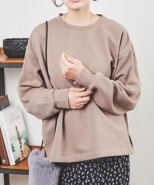 coen（コーエン）の「【WEB限定】ふっくら素材であたたかい。CVC裏起毛クルーネックスウェット（スウェット・レディース・オフホワイト/ブラック/ライム/モカ/ネイビー・FREE）」の15枚目の写真