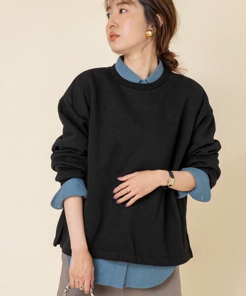 coen（コーエン）の「【WEB限定】ふっくら素材であたたかい。CVC裏起毛クルーネックスウェット（スウェット・レディース・オフホワイト/ブラック/ライム/モカ/ネイビー・FREE）」の21枚目の写真