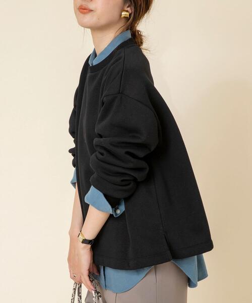 coen（コーエン）の「【WEB限定】ふっくら素材であたたかい。CVC裏起毛クルーネックスウェット（スウェット・レディース・オフホワイト/ブラック/ライム/モカ/ネイビー・FREE）」の22枚目の写真