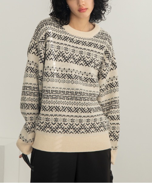 yohji yamamoto A.A.R バーズアイ ニット ノルディック柄 yohji yamamoto A.A.R バーズアイ ニット ノルディック柄