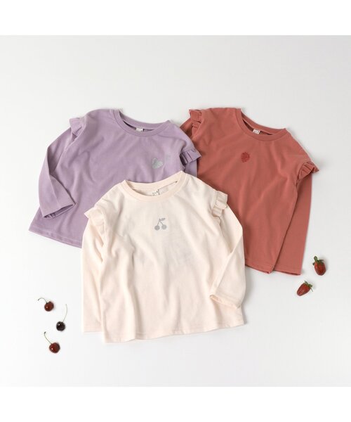 apres les cours(アプレレクール)の「GIRLSモチーフ肩フリルTシャツ(Tシャツ/カットソー・キッズ・アイボリー/レッド/ラベンダー・130/110/140/120/100/80/90)」の4枚目の写真