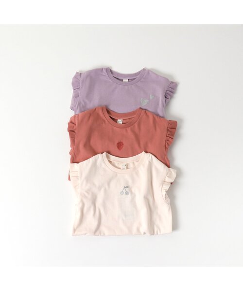 apres les cours(アプレレクール)の「GIRLSモチーフ肩フリルTシャツ(Tシャツ/カットソー・キッズ・アイボリー/レッド/ラベンダー・130/110/140/120/100/80/90)」の5枚目の写真