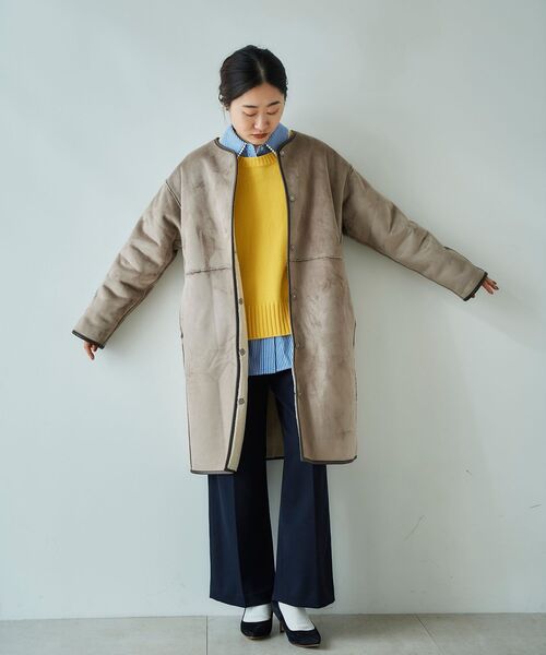 le.coeur blanc(ルクールブラン)の「リバーシブルフェイクムートンコート(ムートンコート・レディース・アイボリー/ダークグレー・36/38)」の20枚目の写真