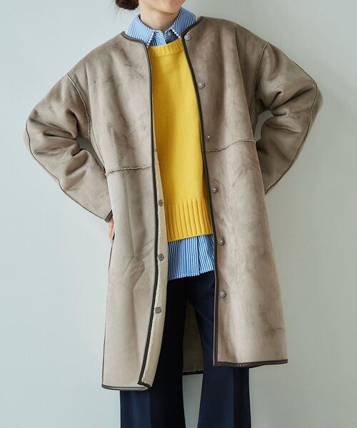 le.coeur blanc(ルクールブラン)の「リバーシブルフェイクムートンコート(ムートンコート・レディース・アイボリー/ダークグレー・36/38)」の16枚目の写真