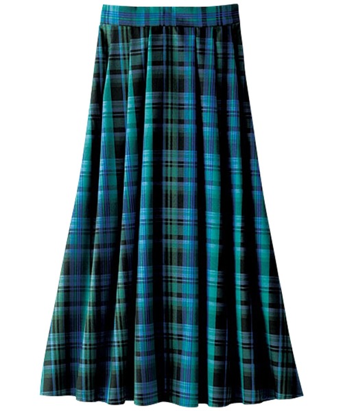 BELLUNA PLUS（ベルーナ）の「大人顔フレアーデザインチェック柄スカート（スカート・レディース・ブラウン/ターコイズブルー/オレンジ/ネイビー・LARGE/SMALL/X-LARGE/MEDIUM）」の3枚目の写真