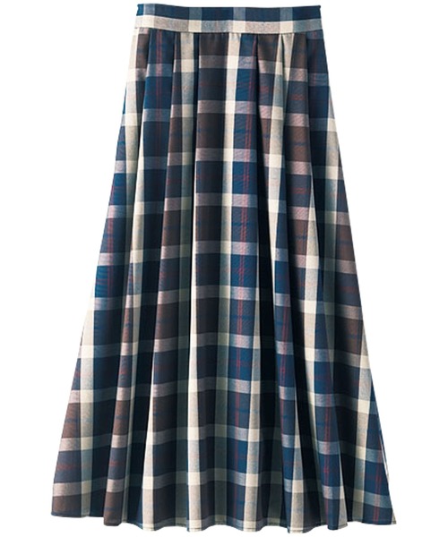 BELLUNA PLUS（ベルーナ）の「大人顔フレアーデザインチェック柄スカート（スカート・レディース・ブラウン/ターコイズブルー/オレンジ/ネイビー・LARGE/SMALL/X-LARGE/MEDIUM）」の6枚目の写真